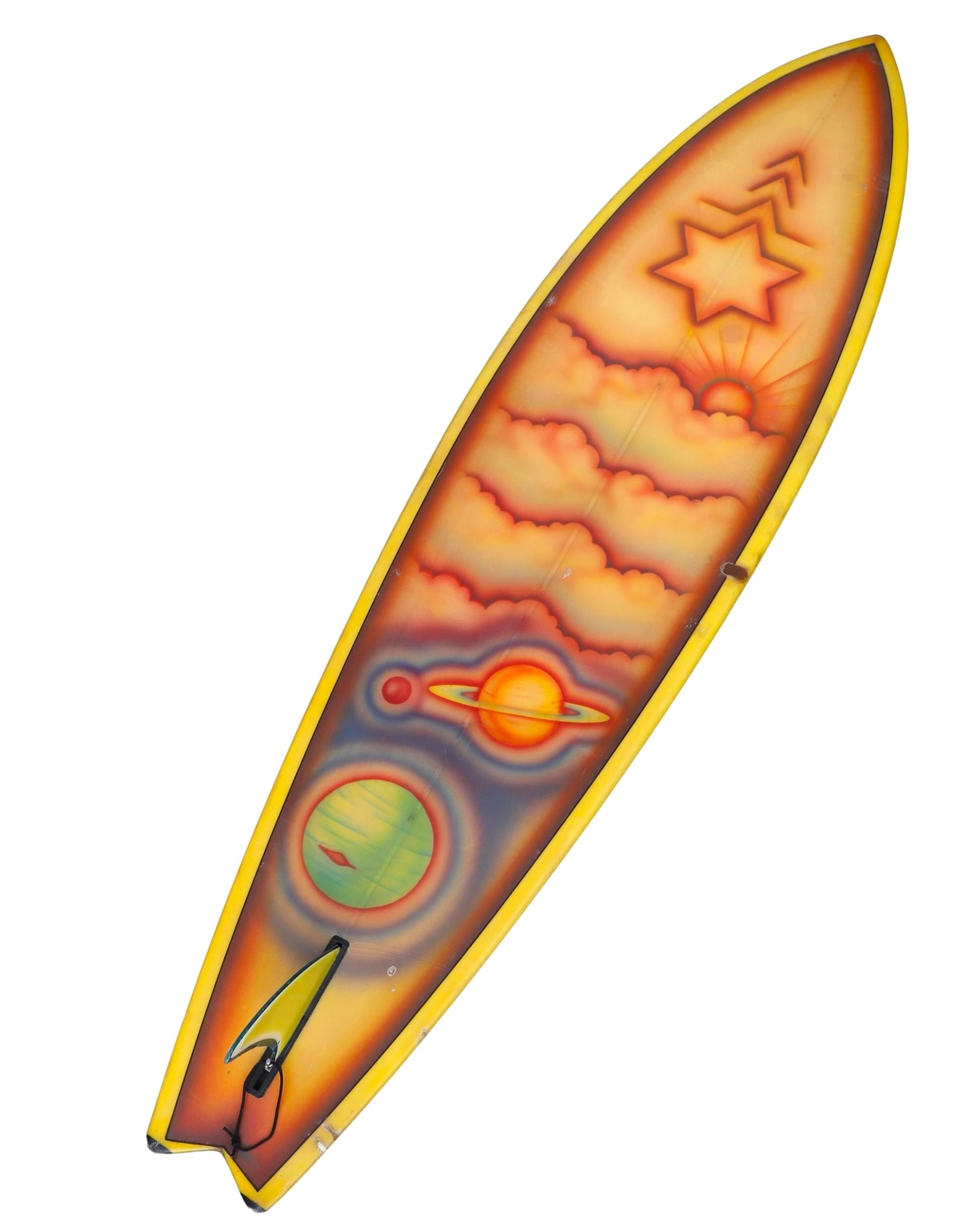 Small Faces Airbrushed Early 1970s Fish Tail Surfboard All Original