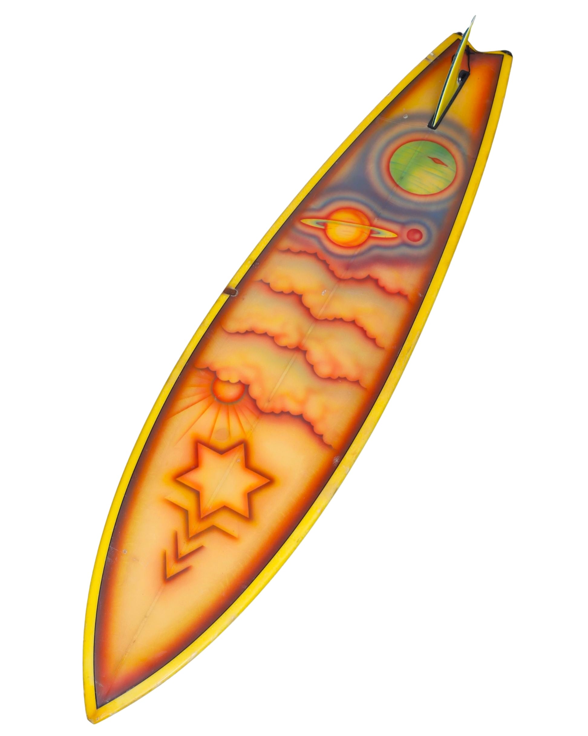 Small Faces Airbrushed Early 1970s Fish Tail Surfboard All Original