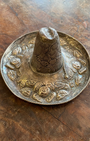 Sombrero Catch-all Sterling Silver Repoussé   4.5 inch Diameter Circa 1950s Mexico.