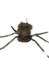 Back view of mixed media spider-shaped decoration attributed to 1946 horror era, showing fur-covered body and coiled wire legs.