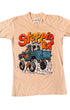 Front view of 1970s vintage Ford pickup graphic T-shirt reading “Steppin’ Out.”