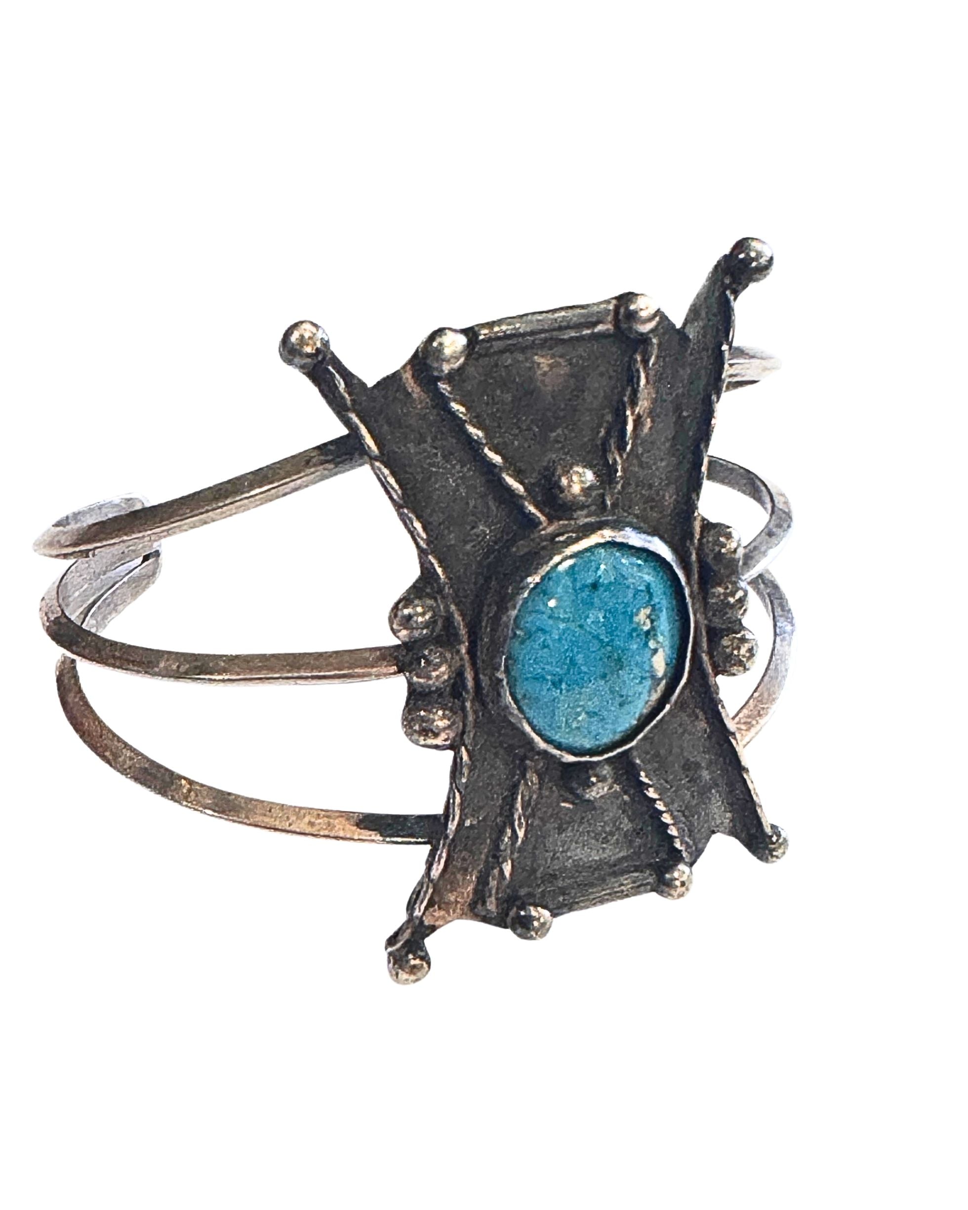 Sterling Silver Turquoise Cuff Bracelet on white background