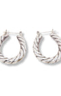 Sterling silver 1980s twist hoop earrings with rope design.