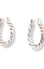 Sterling silver 1980s twist hoop earrings with rope design.
