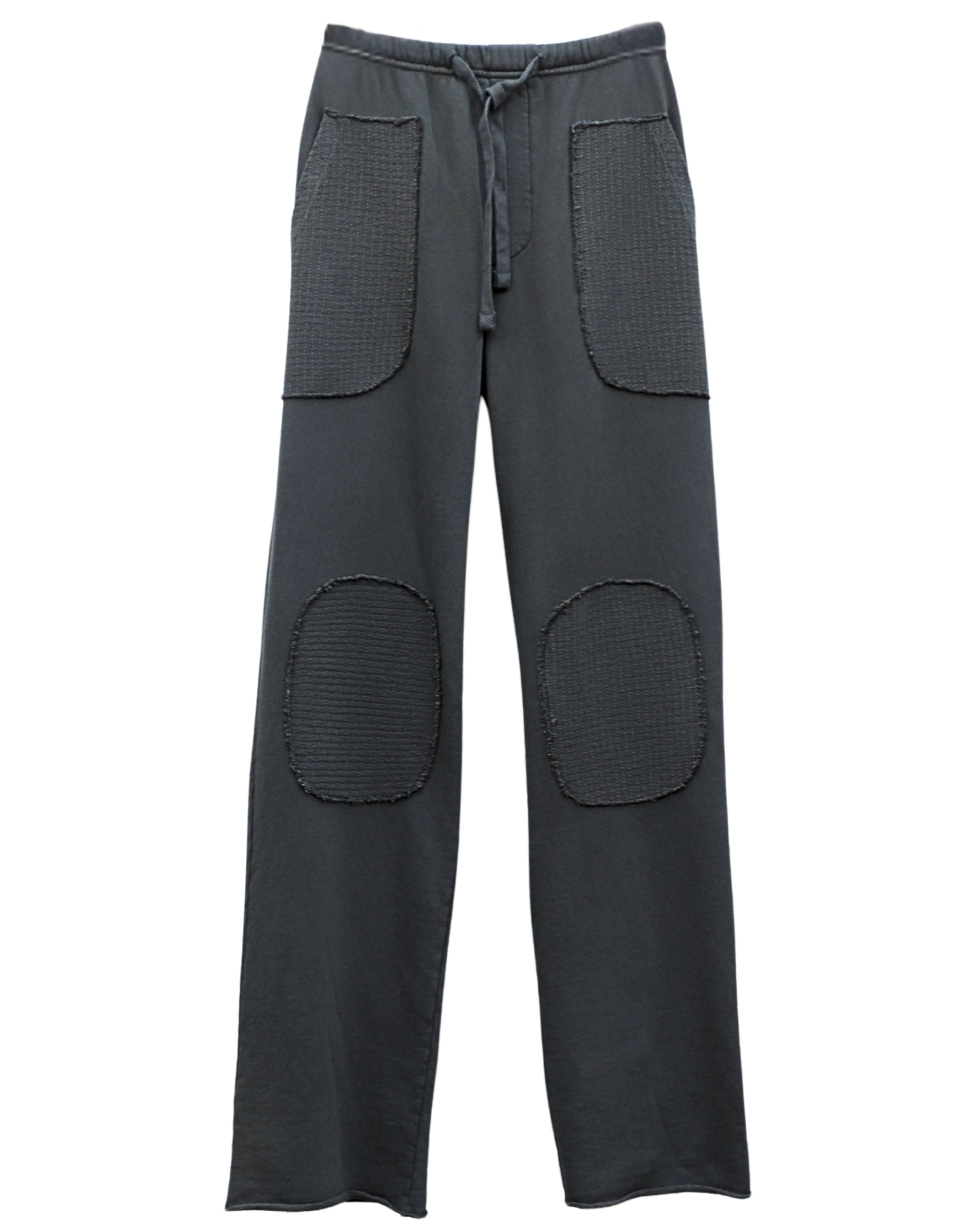 Full view of Surf + Track Loopback Cotton Patch Pants in mocha.