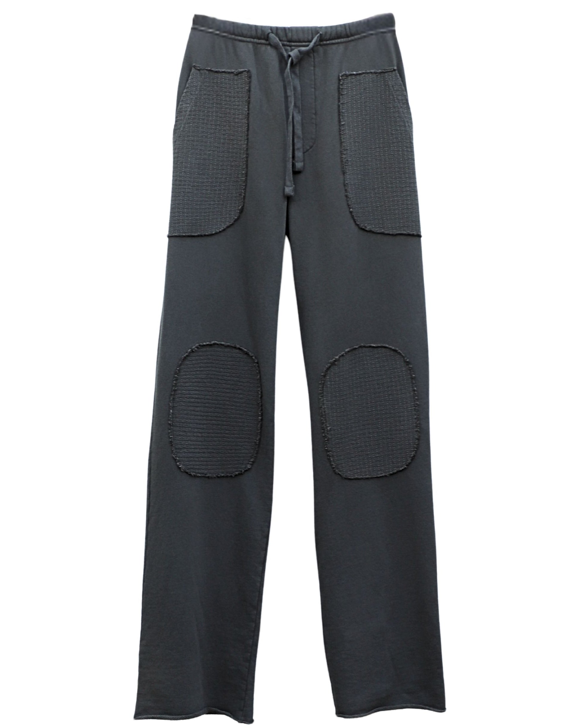 Full view of Surf + Track Loopback Cotton Patch Pants in mocha.