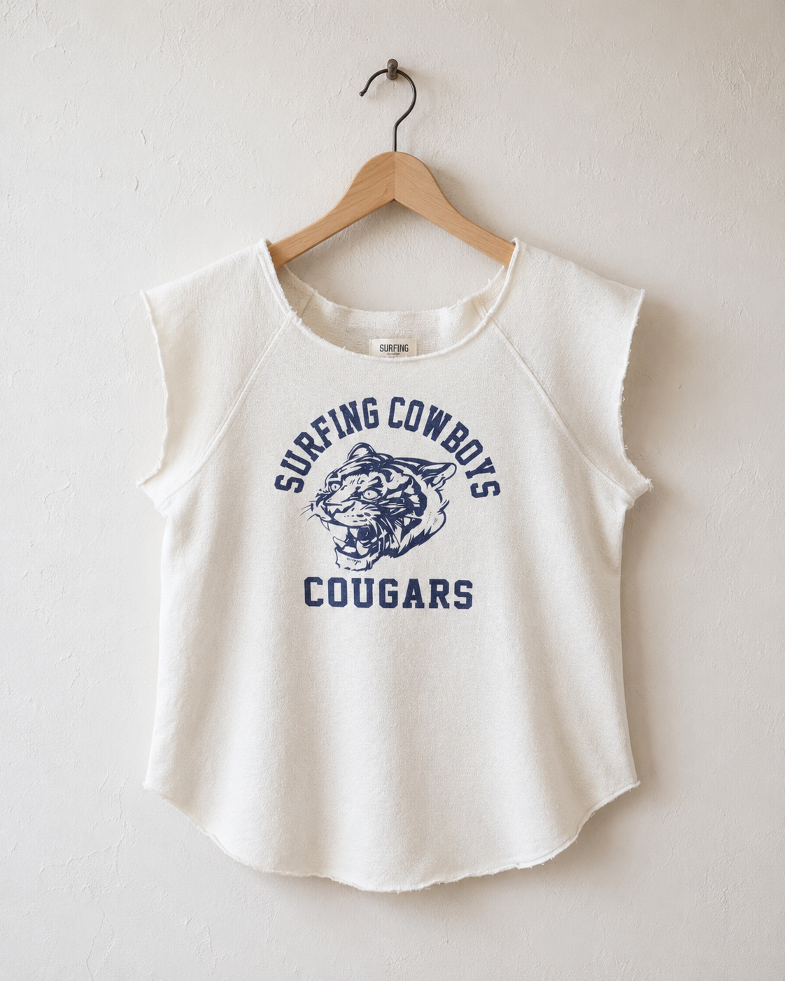 Cougars Raw-Scoop Raglan Top – Vintage White