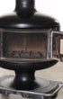 Freestanding Mid-Century Fireplace with Doors, Black