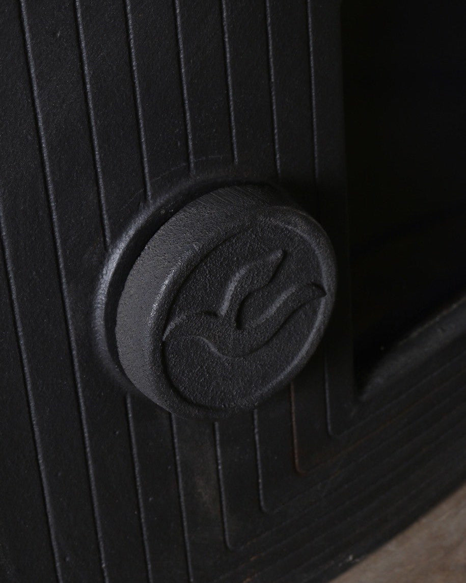 Freestanding Mid-Century Fireplace with Doors, Black