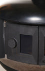 Freestanding Mid-Century Fireplace with Doors, Black