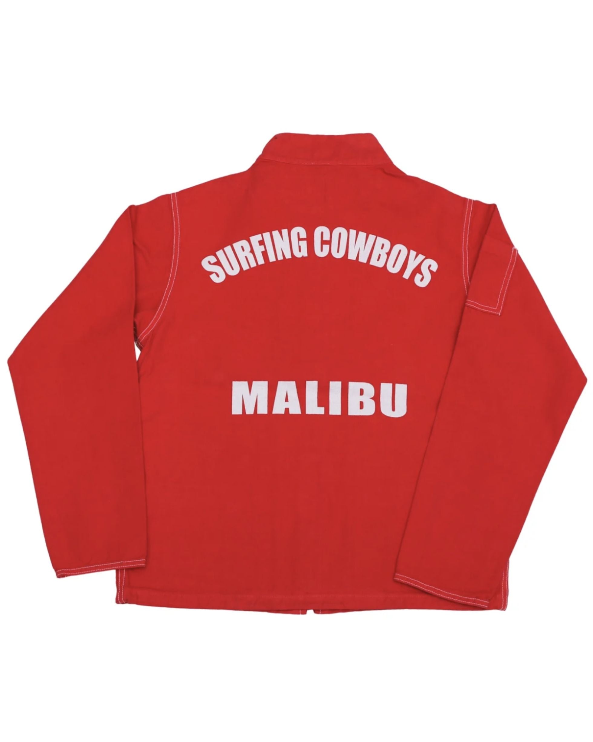 Surfing Cowboys Classic Surf Jacket – Washed Red Cotton Canvas Back.