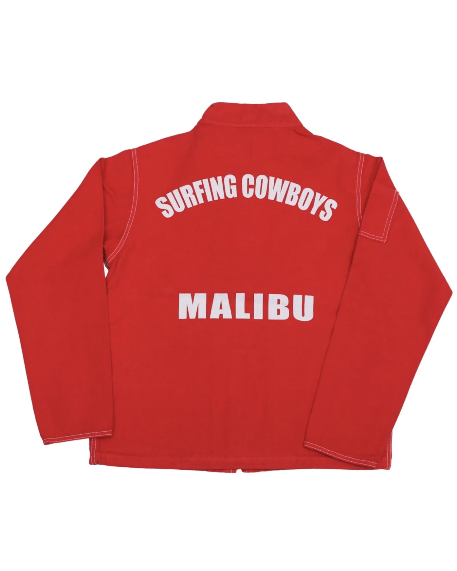 Surfing Cowboys Classic Surf Jacket – Washed Red Cotton Canvas Back.