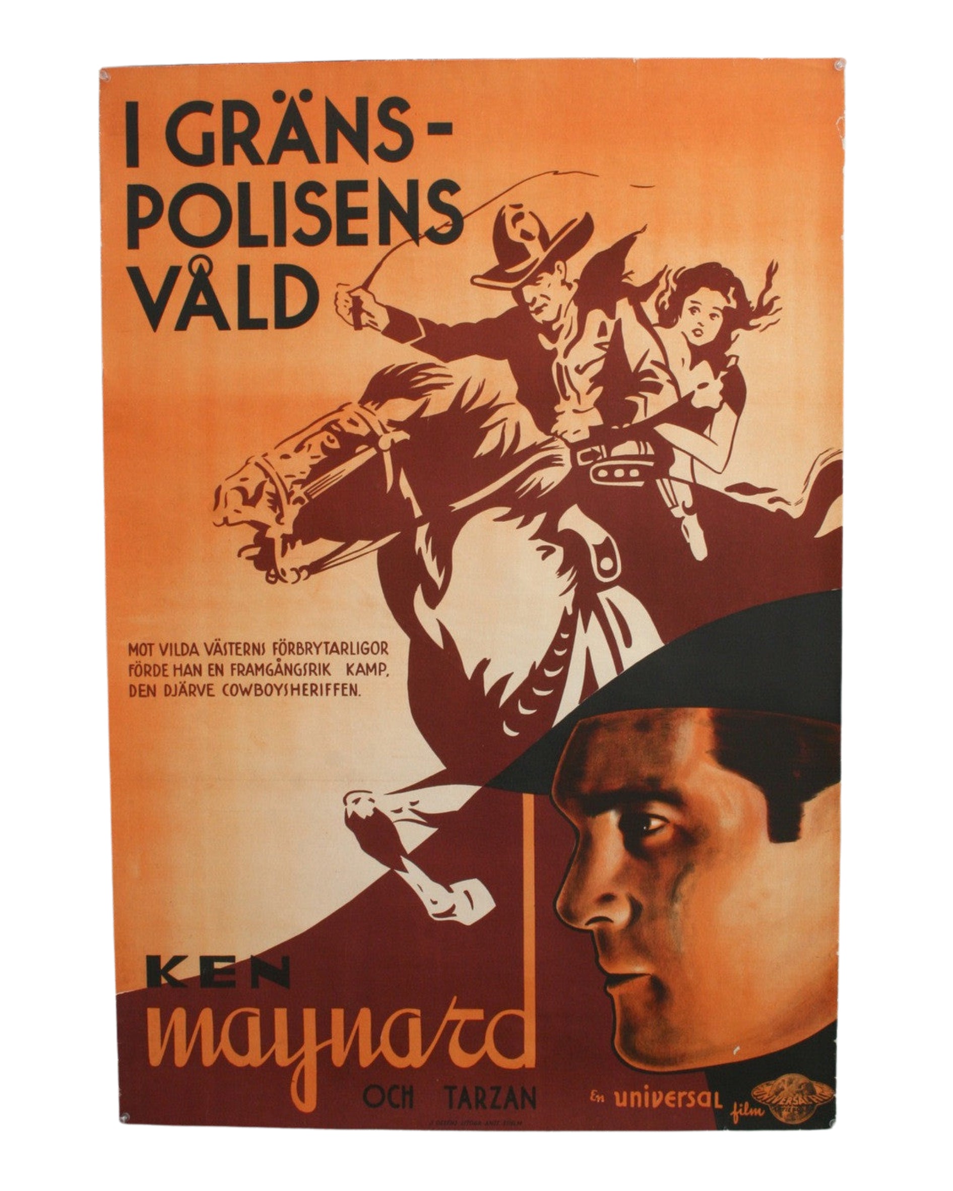 Swedish Ken Maynard Western Movie Poster 1930s