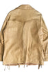 Back view of tan leather Marlboro jacket with Western yoke detailing.