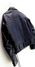 1950s Taubers black horsehide leather jacket with lace-up sides, Western-inspired yoke, and visible signs of wear. details - back side view.