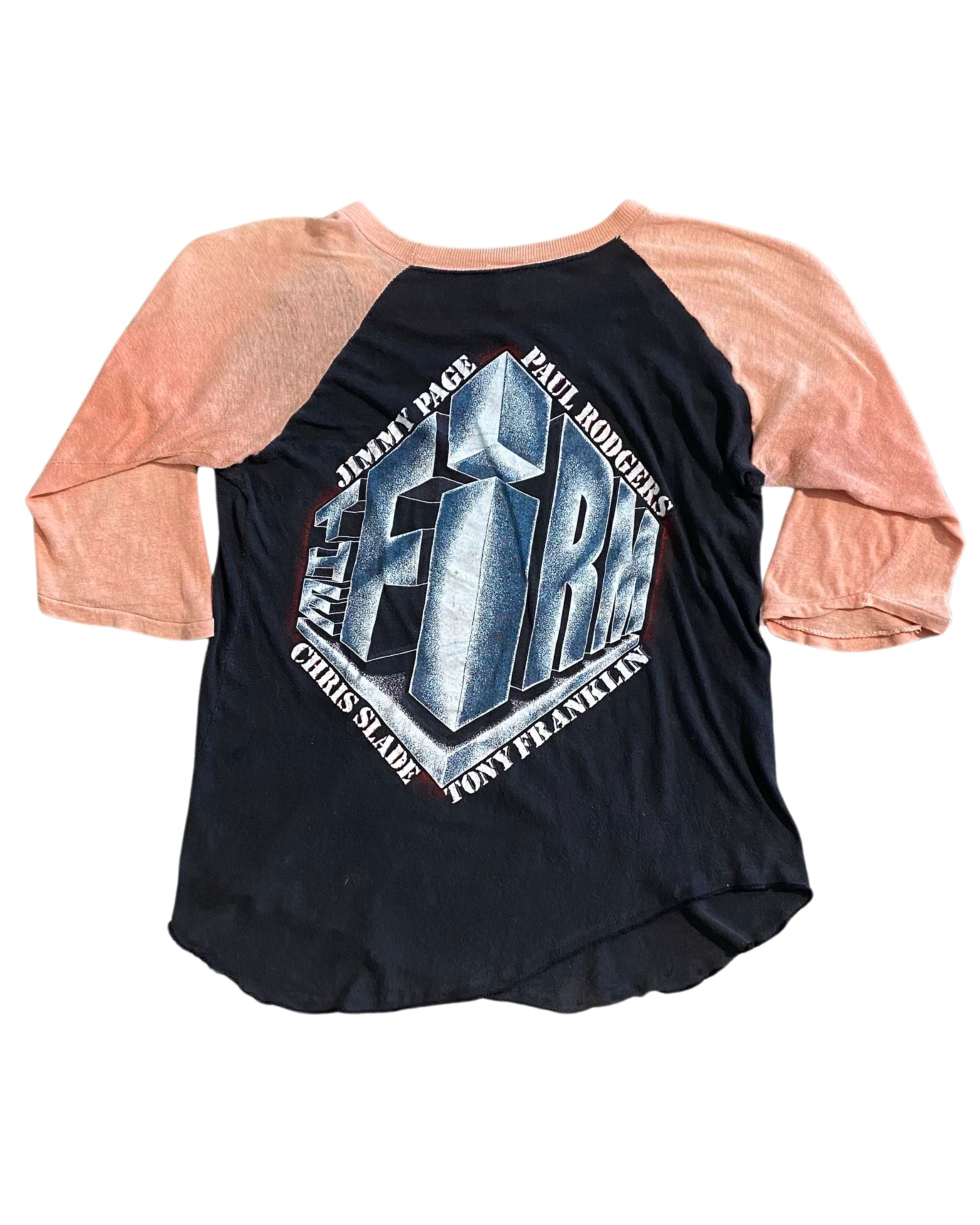 The Firm Vintage 3/4 Sleeve T-Shirt Black and Pink Small 1980s