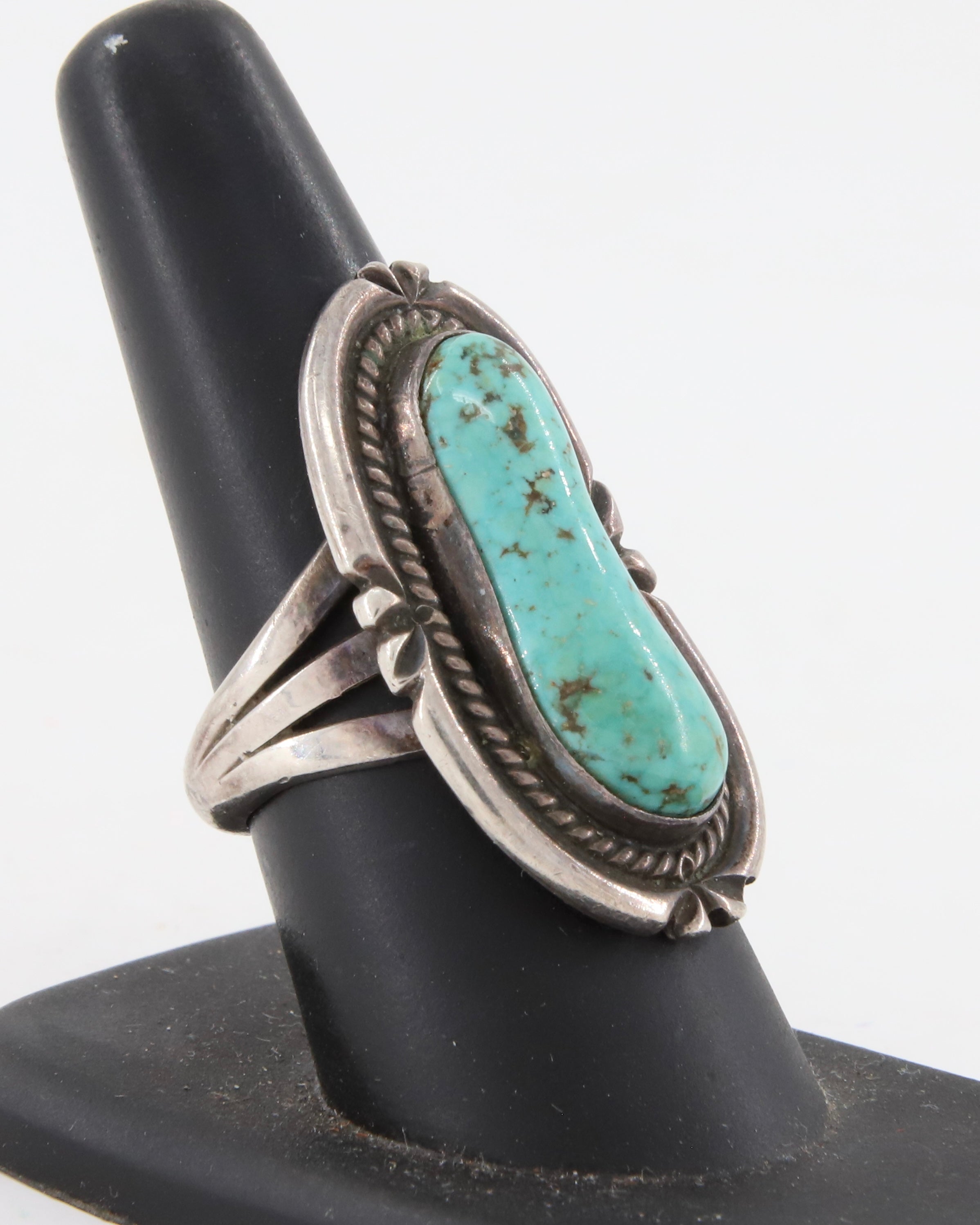 Turquoise + Sterling Silver Ring sz 7.75