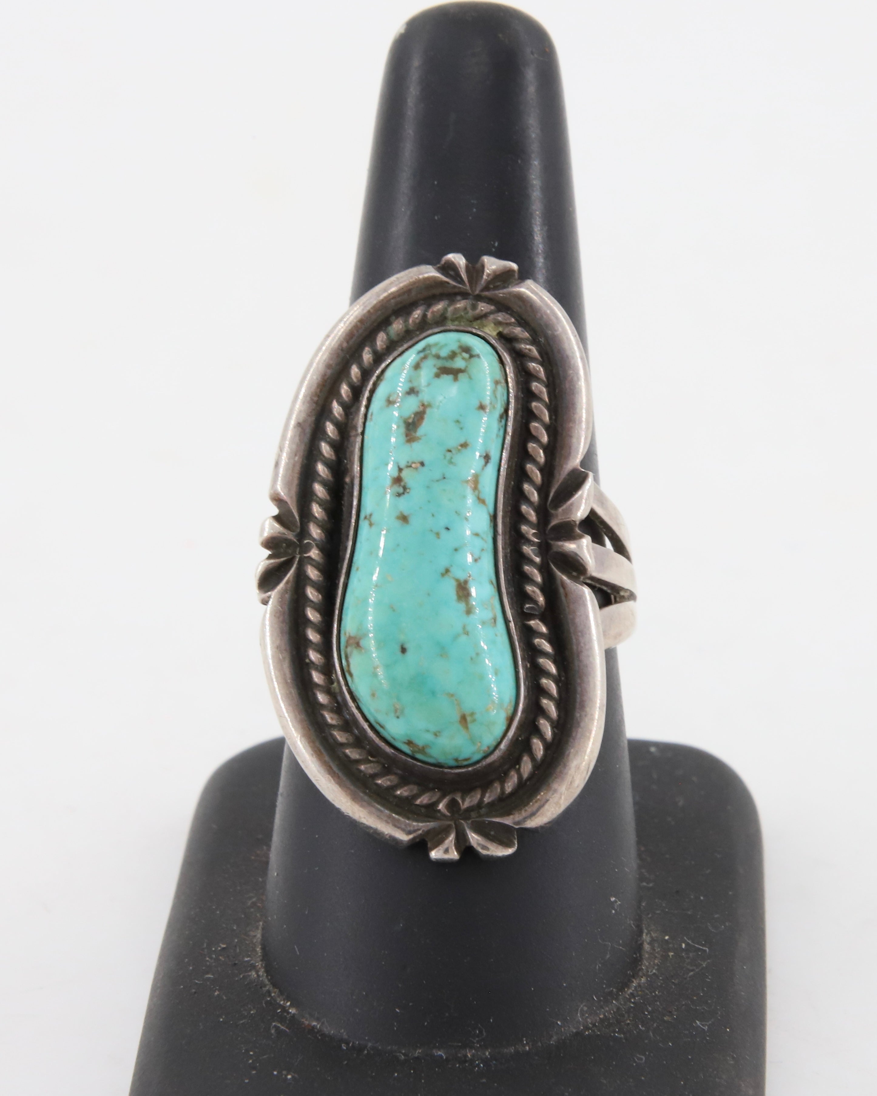 Turquoise + Sterling Silver Ring sz 7.75