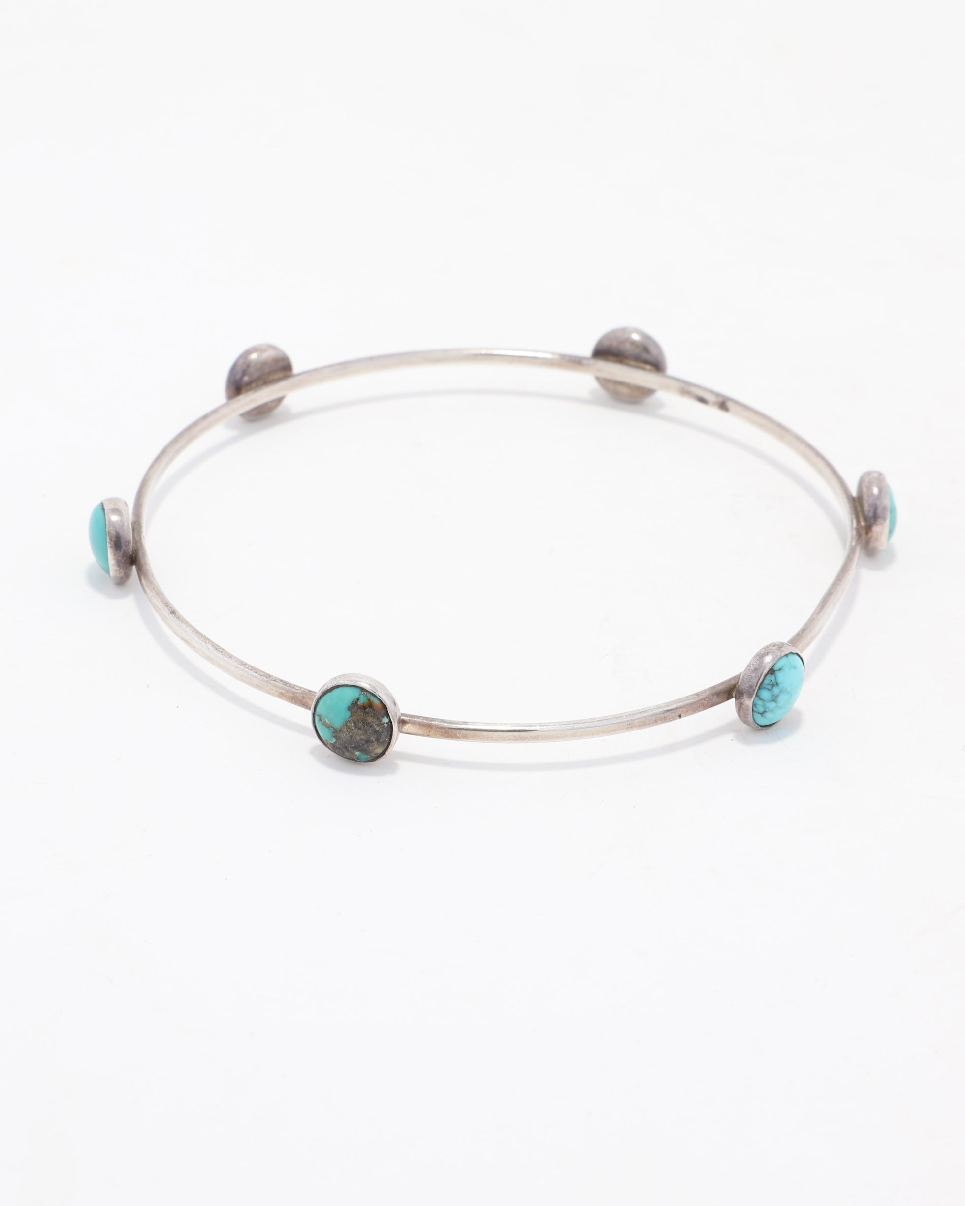 Turquoise Nugget Sterling Bangle Bracelet