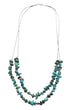 Turquoise Nugget, Sterling Beads and Silver Heishi Two-Strand Necklace on white background. 