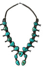 Squash Blossom Necklace Turquoise Sterling 1950s. 