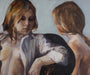 Two Girls Painting by Graham Isom Circa 1970s 40.5' W 33.5"H Close