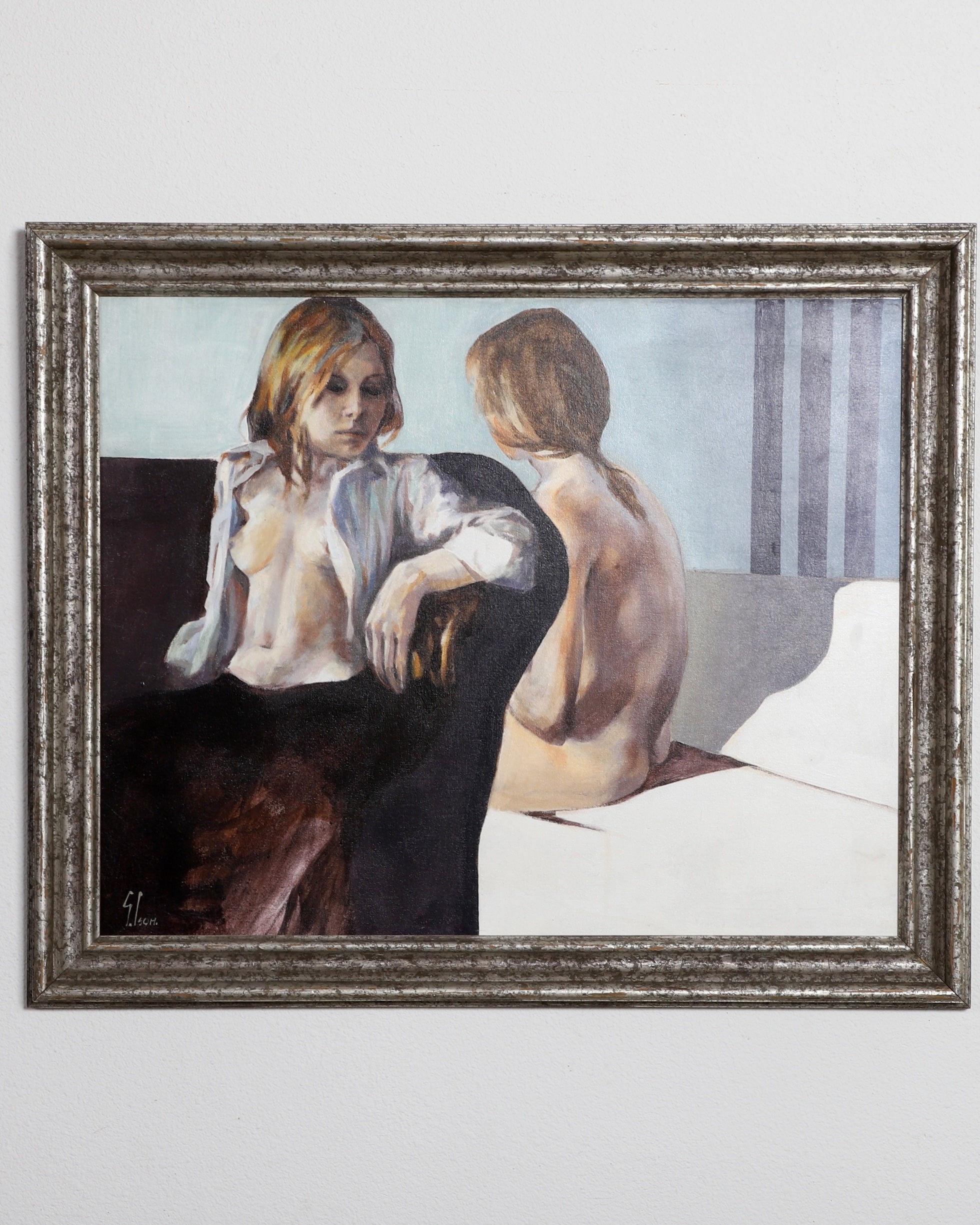 Two Young Women, Painting by Graham Isom Full image