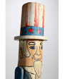 The upclose side view of the Uncle Sam Barbershop Pole Art Sculpture, c. 1960s.