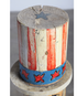 The upclose view of the hat on the Uncle Sam Barbershop Pole Art Sculpture, c. 1960s.