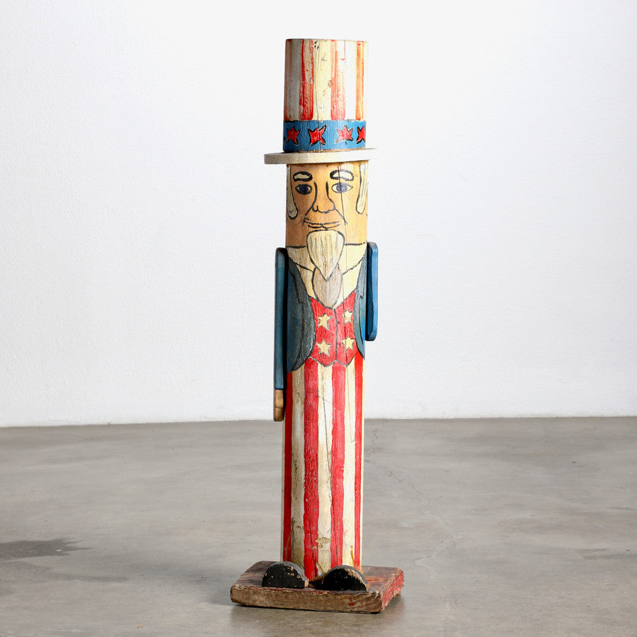 Uncle Sam Barbershop Pole Folk Art Sculpture 1960s Los Angeles