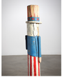 The side view of the Uncle Sam Barbershop Pole Art Sculpture, c. 1960s.