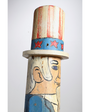 The upclose side view of the Uncle Sam Barbershop Pole Art Sculpture, c. 1960s.