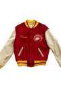 Upcycled Surfing Cowboys Manea Letterman Jacket M Red w Cream & Gold