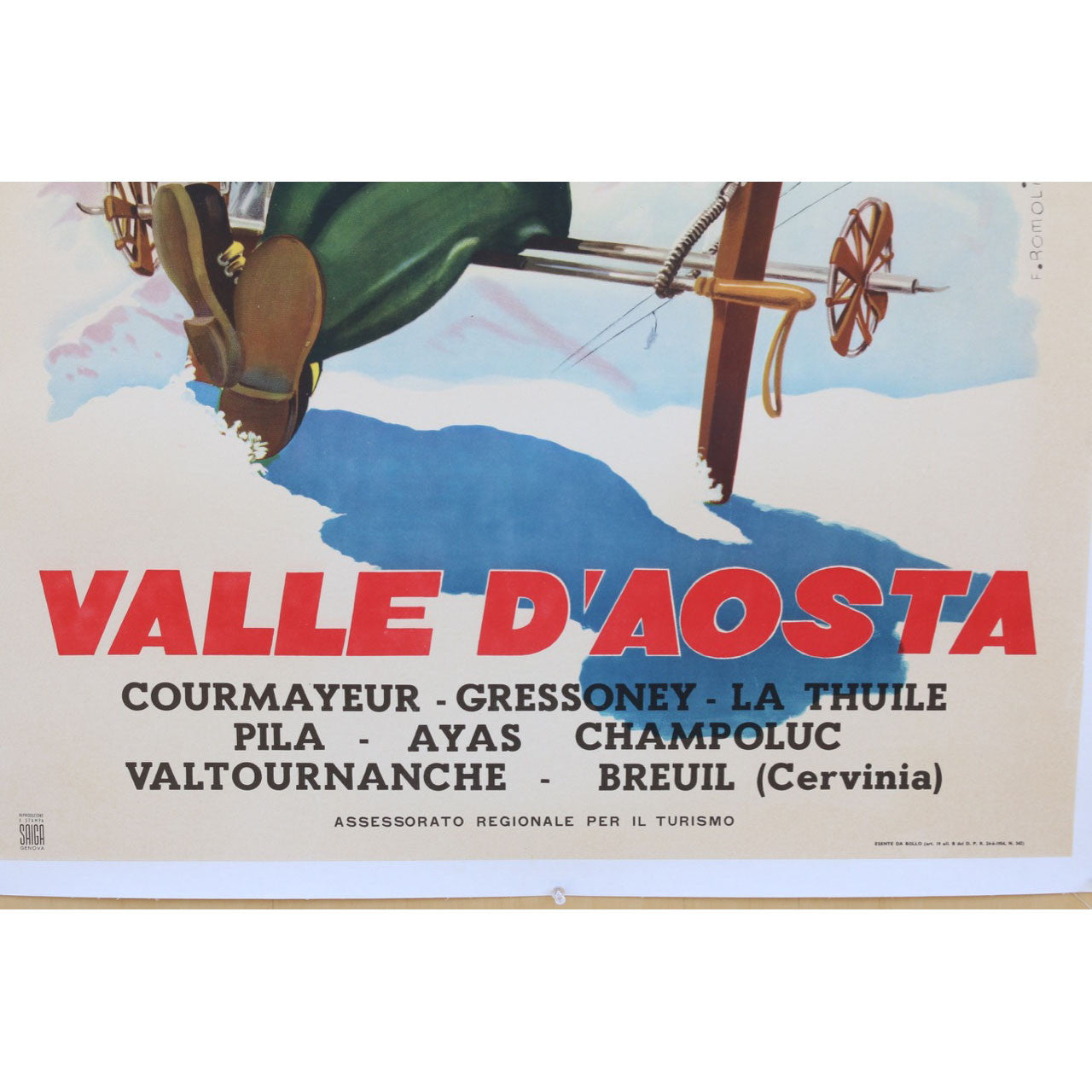 Ski Valle D'Aosta Italian Travel Poster Close Up Title