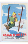 Valle D'Aosta Original Lithograph Travel Poster c. 1954 Full View