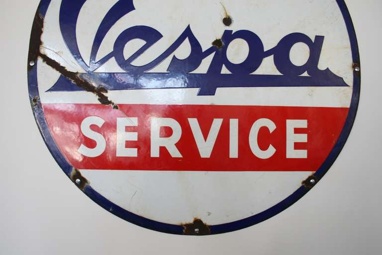 Vespa Service Enamel Sign A.C.M.A. Paris 1950s