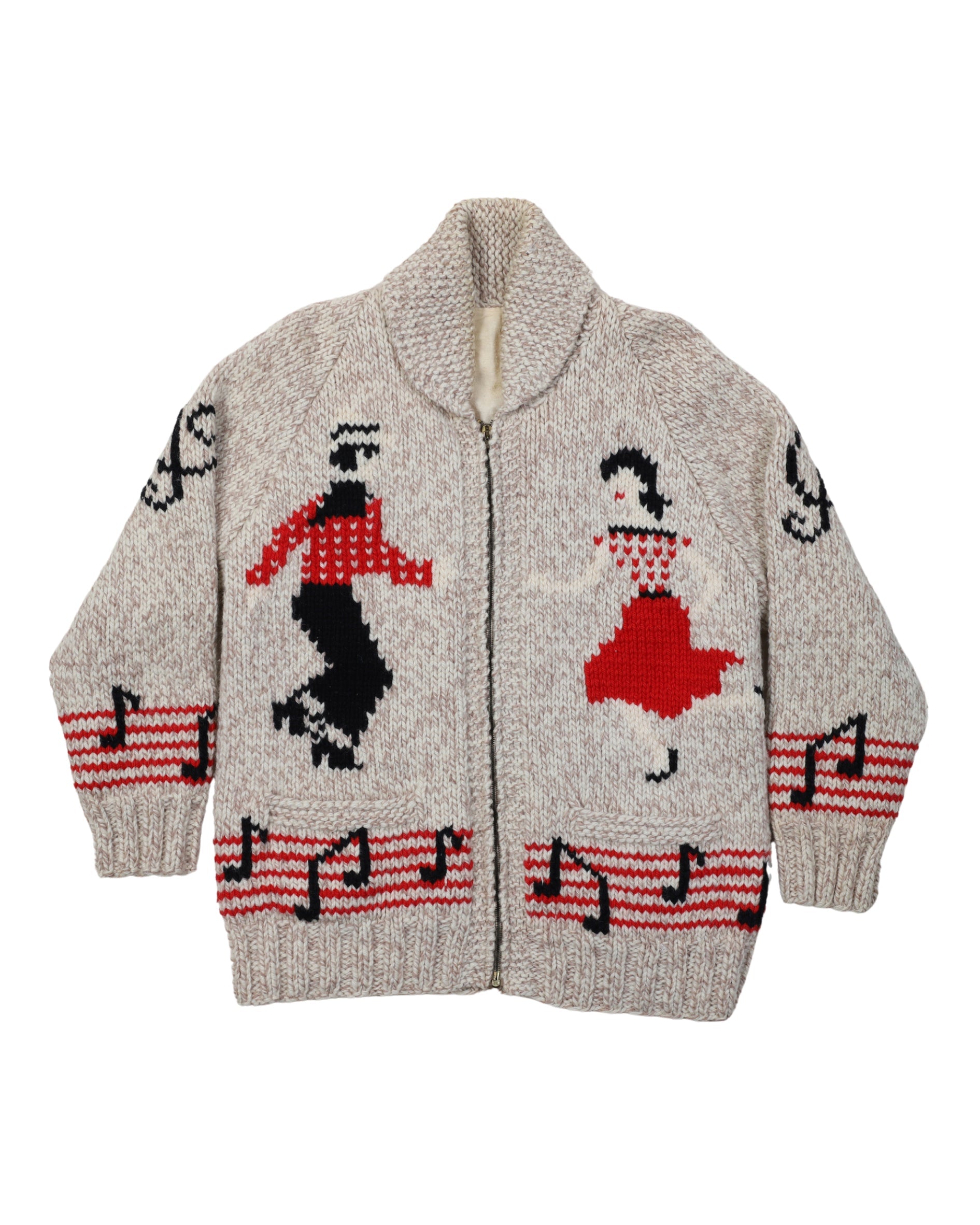 Vintage 1950s Dance-Themed Cardigan Front