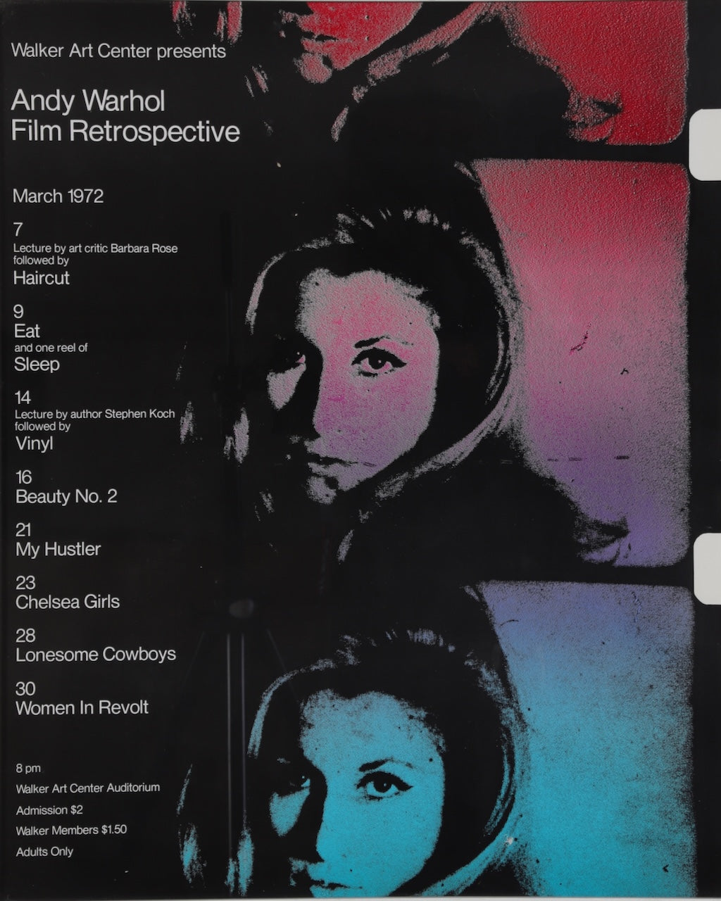 Vintage Andy Warhol Film Retrospective Poster, March 1972 Close Up 3