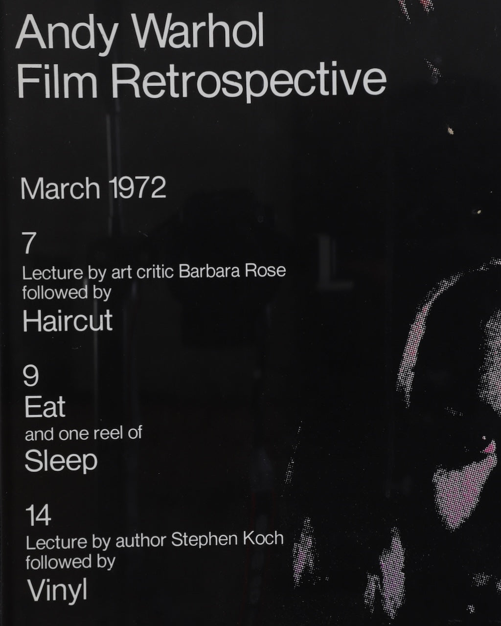 Vintage Andy Warhol Film Retrospective Poster, March 1972 Close Up 4