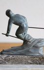 Vintage Art Deco Ski Table Lamp Skier Back Close Up