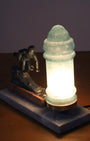Vintage Art Deco Ski Table Lamp Side Angle Light On