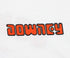Vintage Downey Off Road Equipment T Shirt 1982 White Close Up Front
