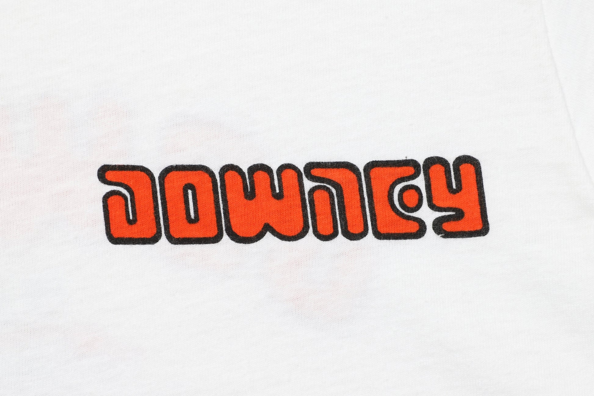 Vintage Downey Off Road Equipment T Shirt 1982 White Close Up Front