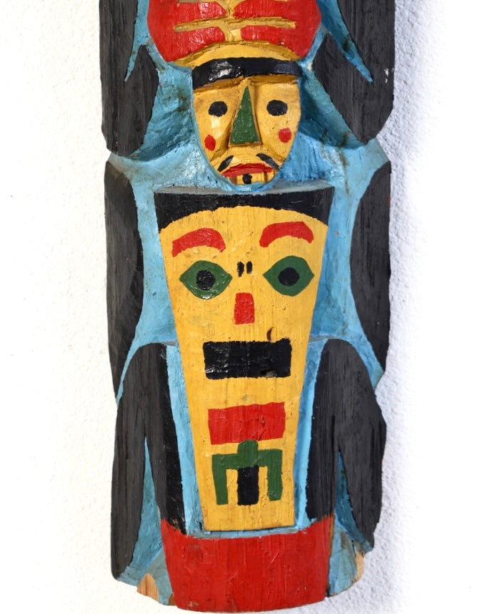 Vintage Hand-Carved Totem Pole with Removable Wings side view