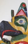 Vintage Hand-Carved Totem Pole with Removable Wings Close Up Side of Head
