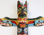 Vintage Hand-Carved Totem Pole with Removable Wings Close Up Top View head and wings