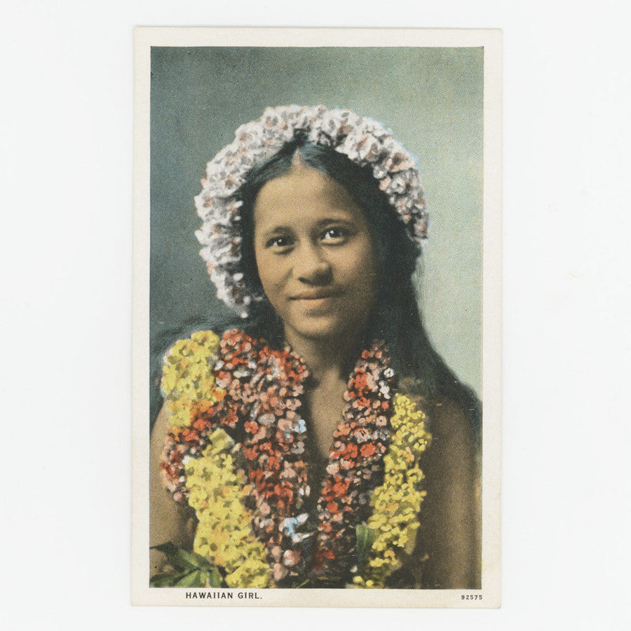 Vintage Hawaiian Postcard, Hawaiian Girl