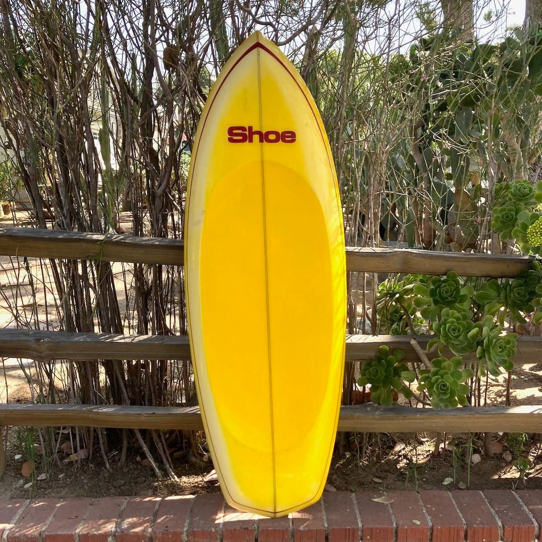 Vintage Paipo Bellyboard Surfboard Newport Shoe Yellow Deck