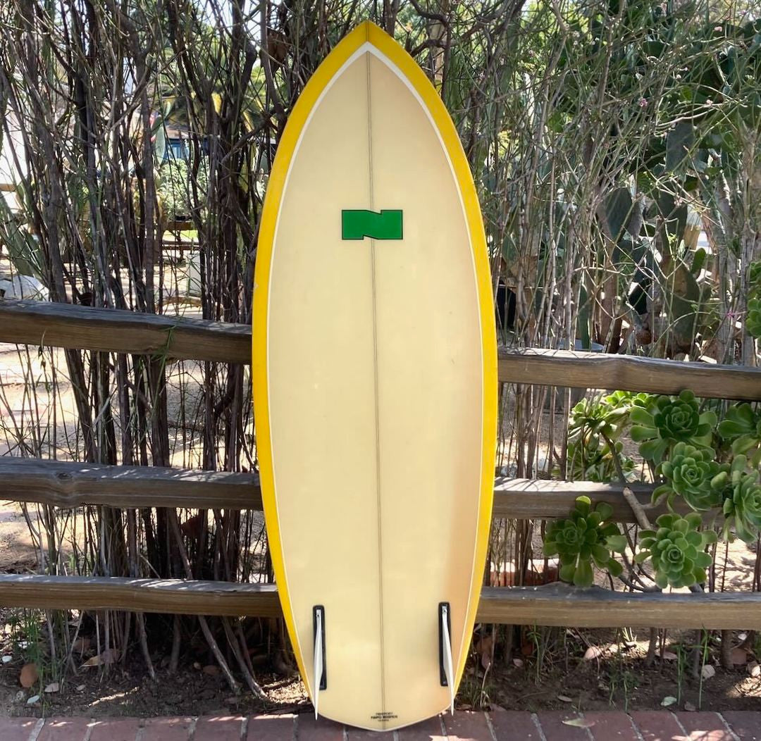 Vintage Paipo Bellyboard Surfboard Newport Shoe Yellow Bottom