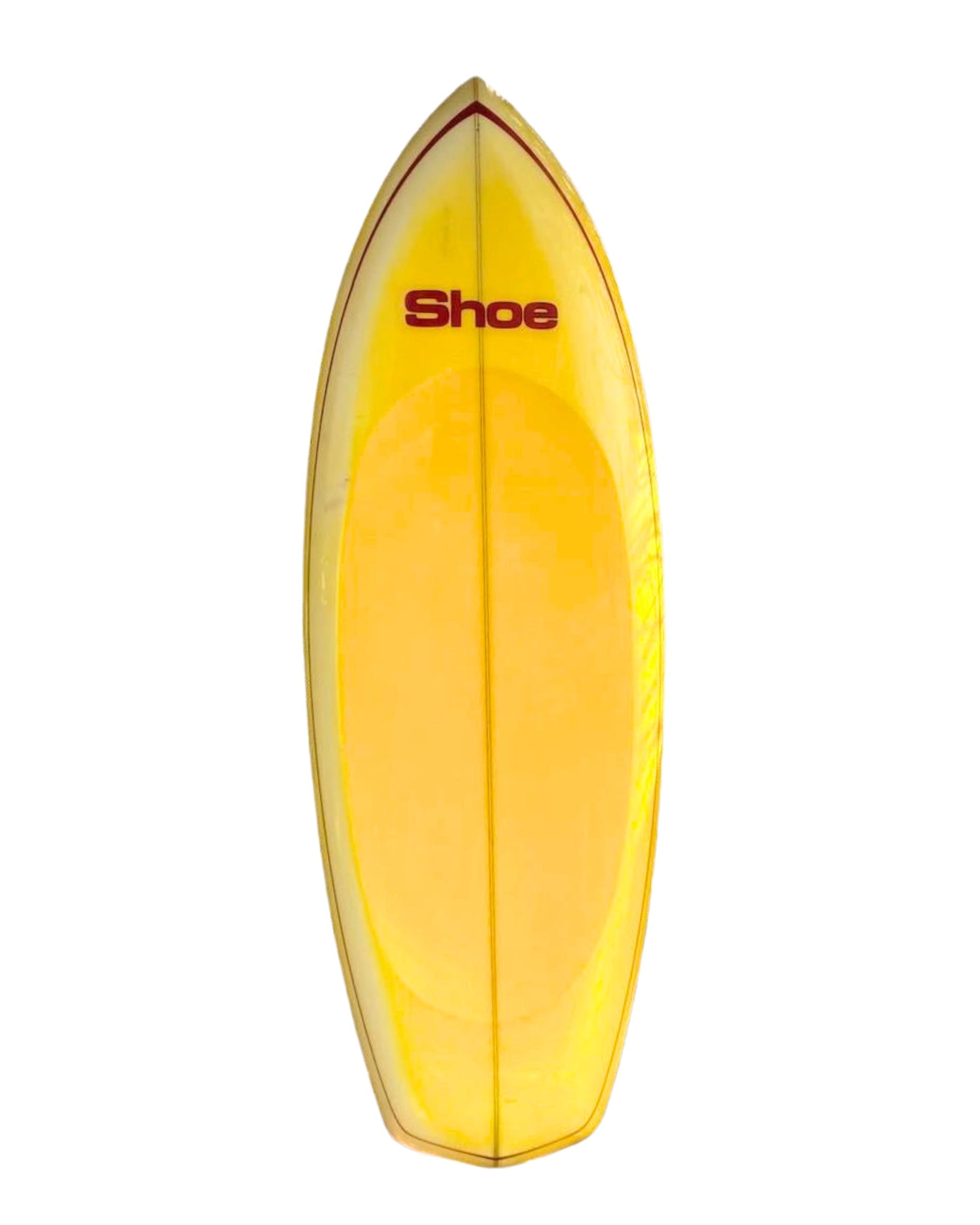 Vintage Paipo Bellyboard Surfboard Newport Shoe Yellow Deck